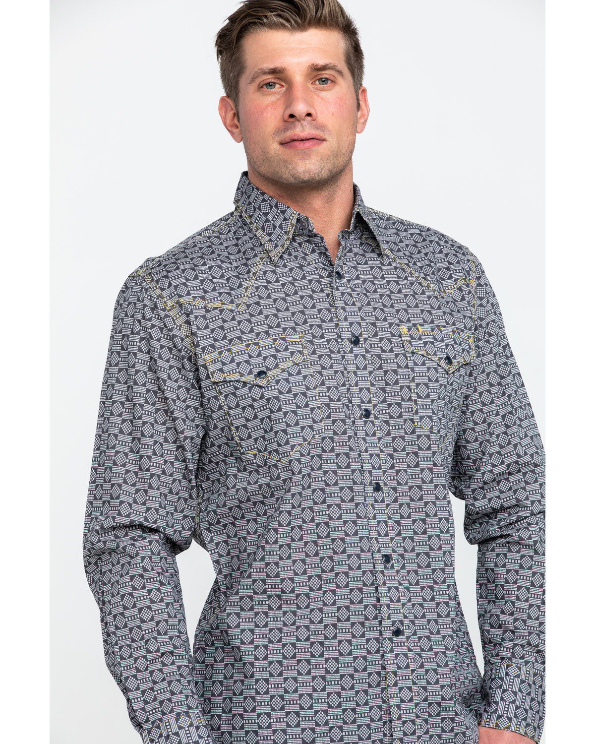 Men's Tin Haul Metal Logo Print Long Sleeve Western Shirt