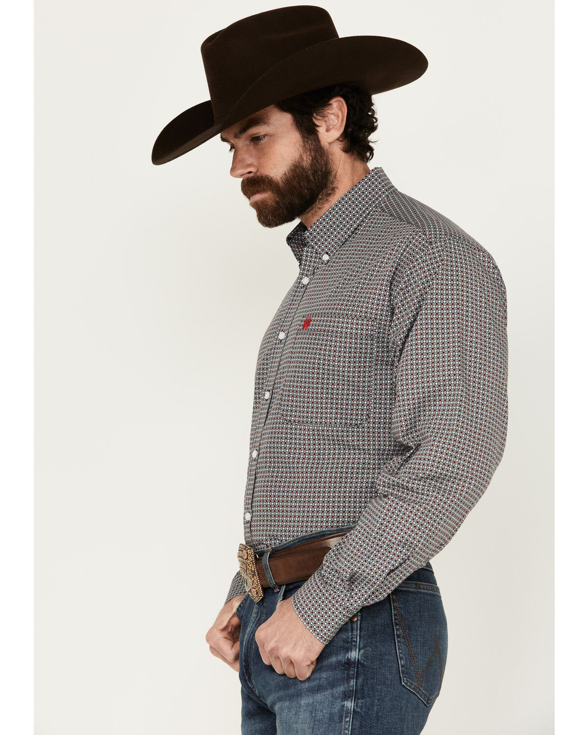 Men's Cinch Geo Print Long Sleeve Button-Down Western Shirt