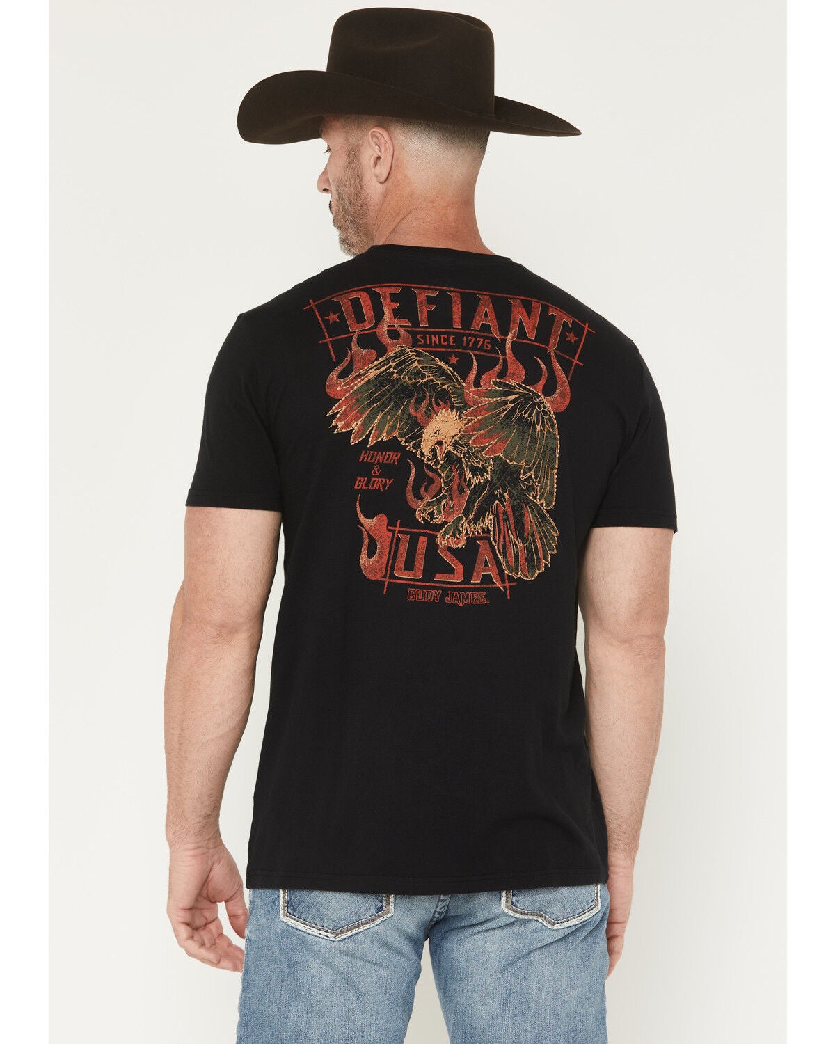 Men's Cody James Honor and Glory Eagle Embroidered Short Sleeve Graphi