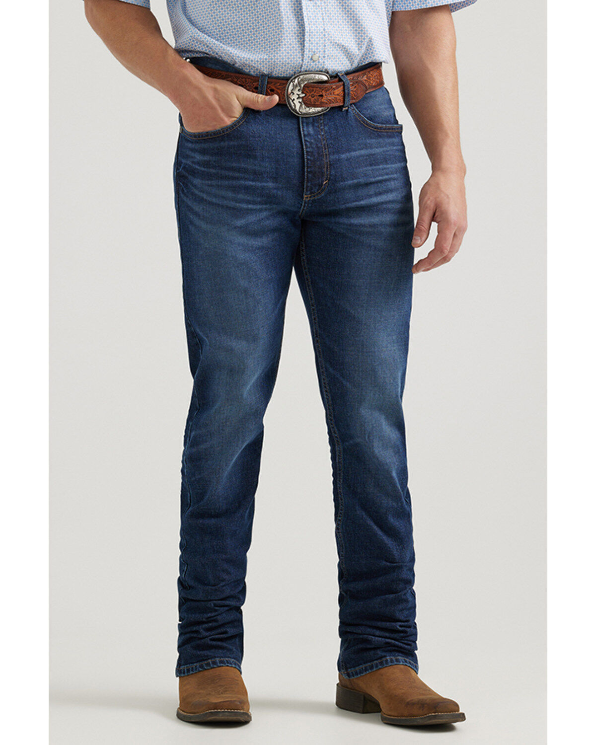 Men's Wrangler 20X Ellison Dark Wash Bootcut Stretch Denim Jeans