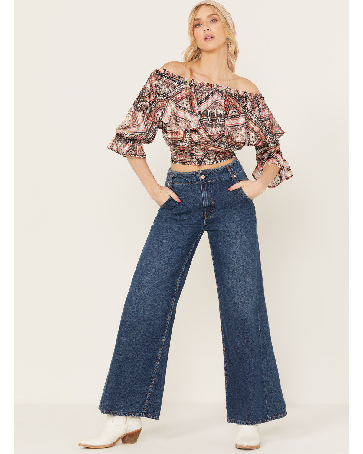 Women's Shyanne Ruffle Off Shoulder Chiffon Top
