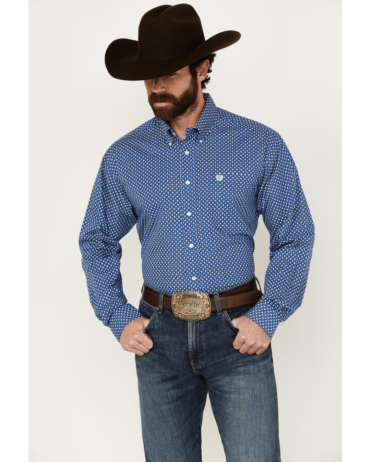 Men's Cinch Geo Print Long Sleeve Button-Down Western Shirt