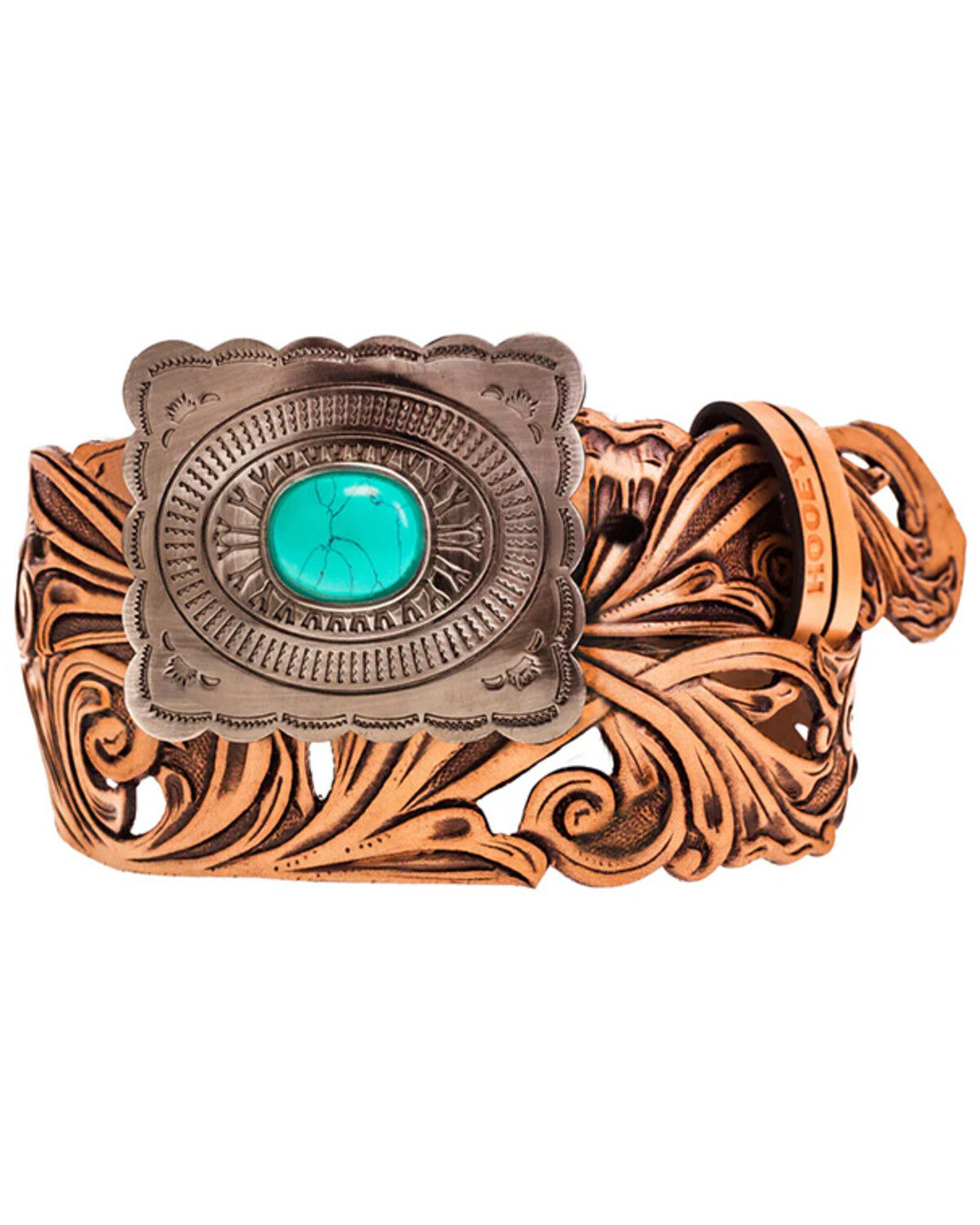 Women's Hooey Cutout Tooled Leather Buckler Belt