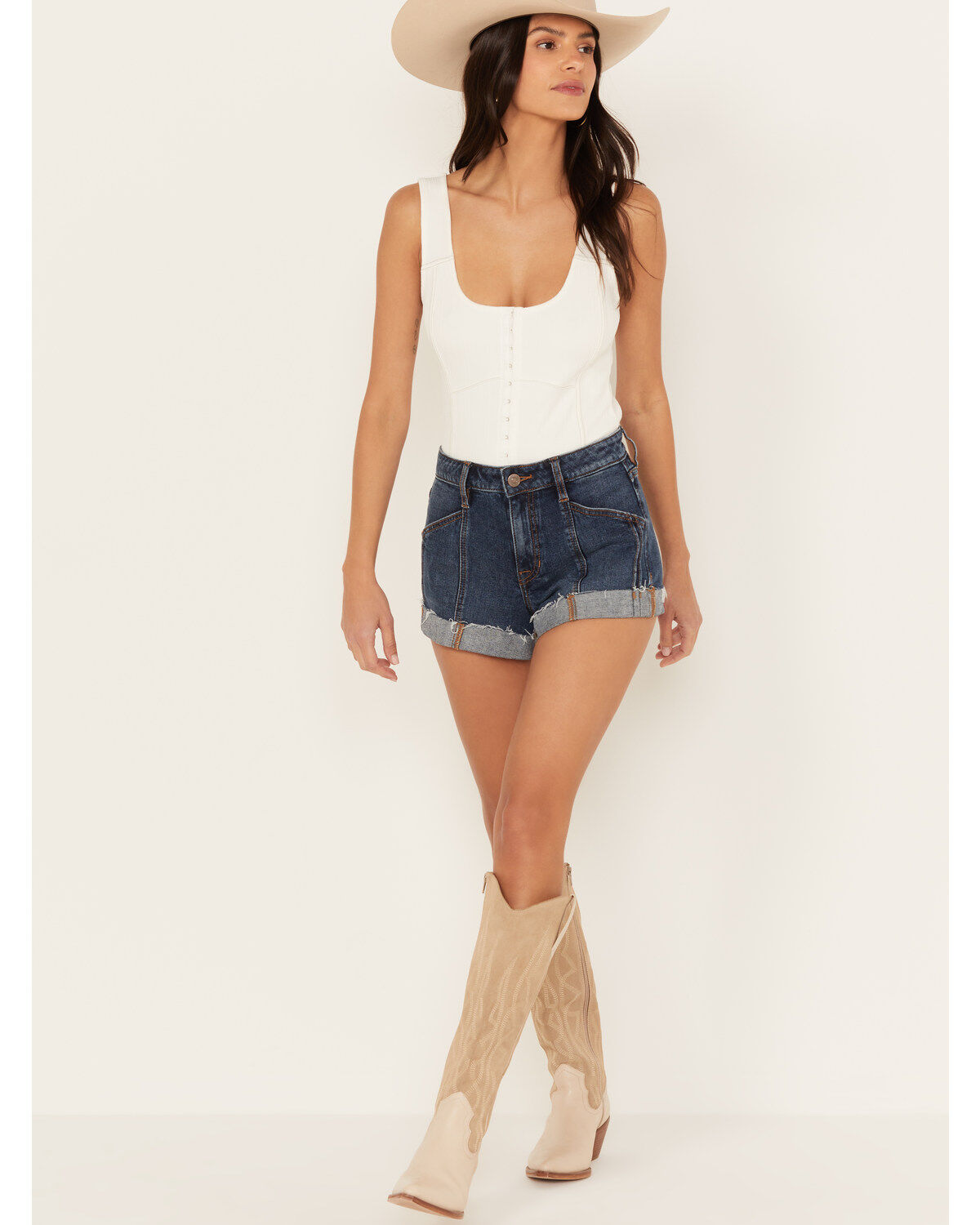 Women's Double Barrel Shyanne Dark Wash High Rise Shorts