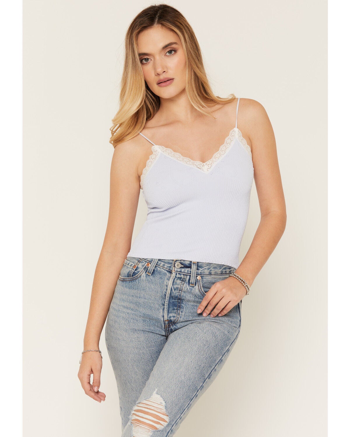 Women's By Together Lace Trim Sleeveless Tank Top