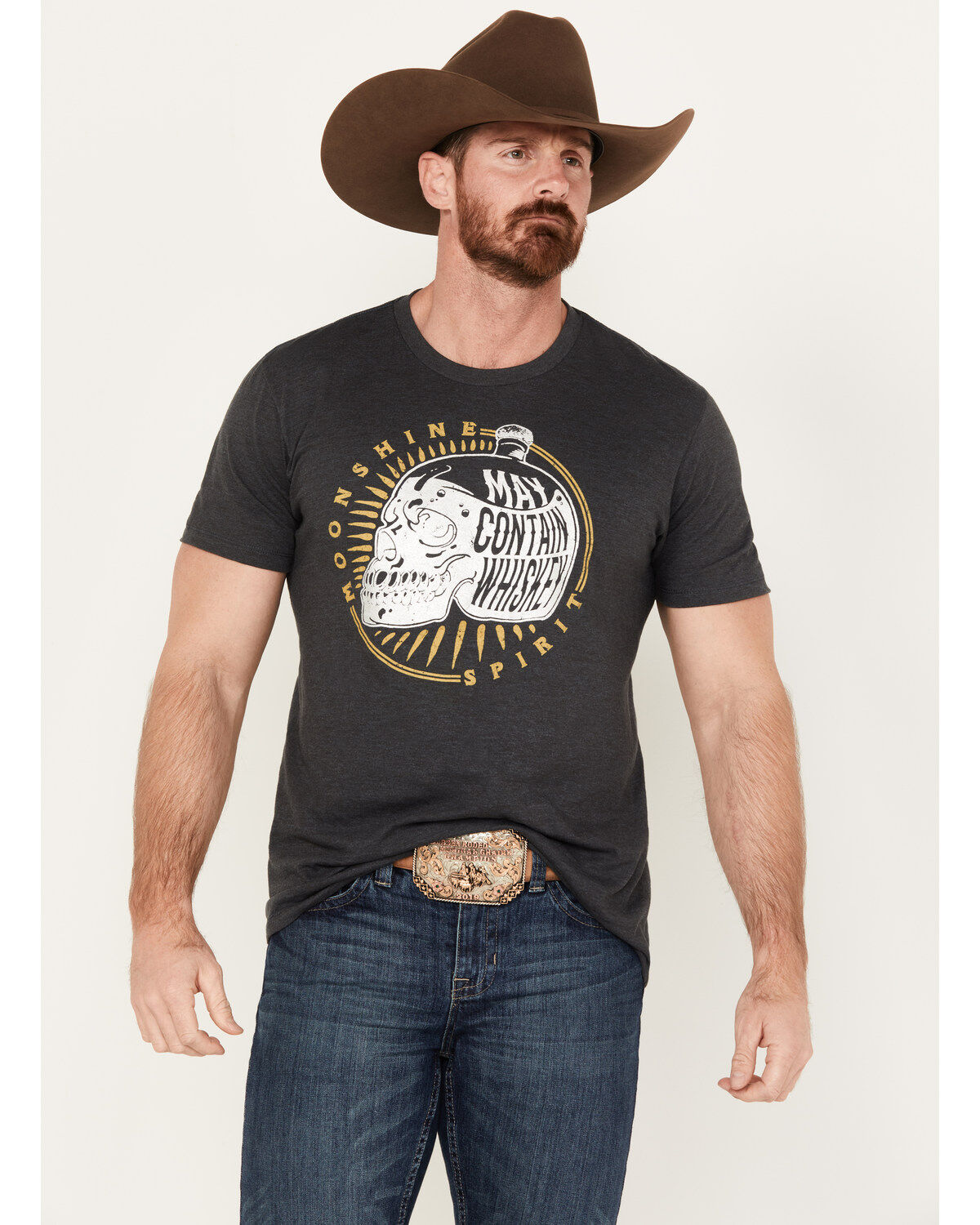 Men's Moonshine Spirit May Contain Whiskey Short Sleeve Graphic T-Shir