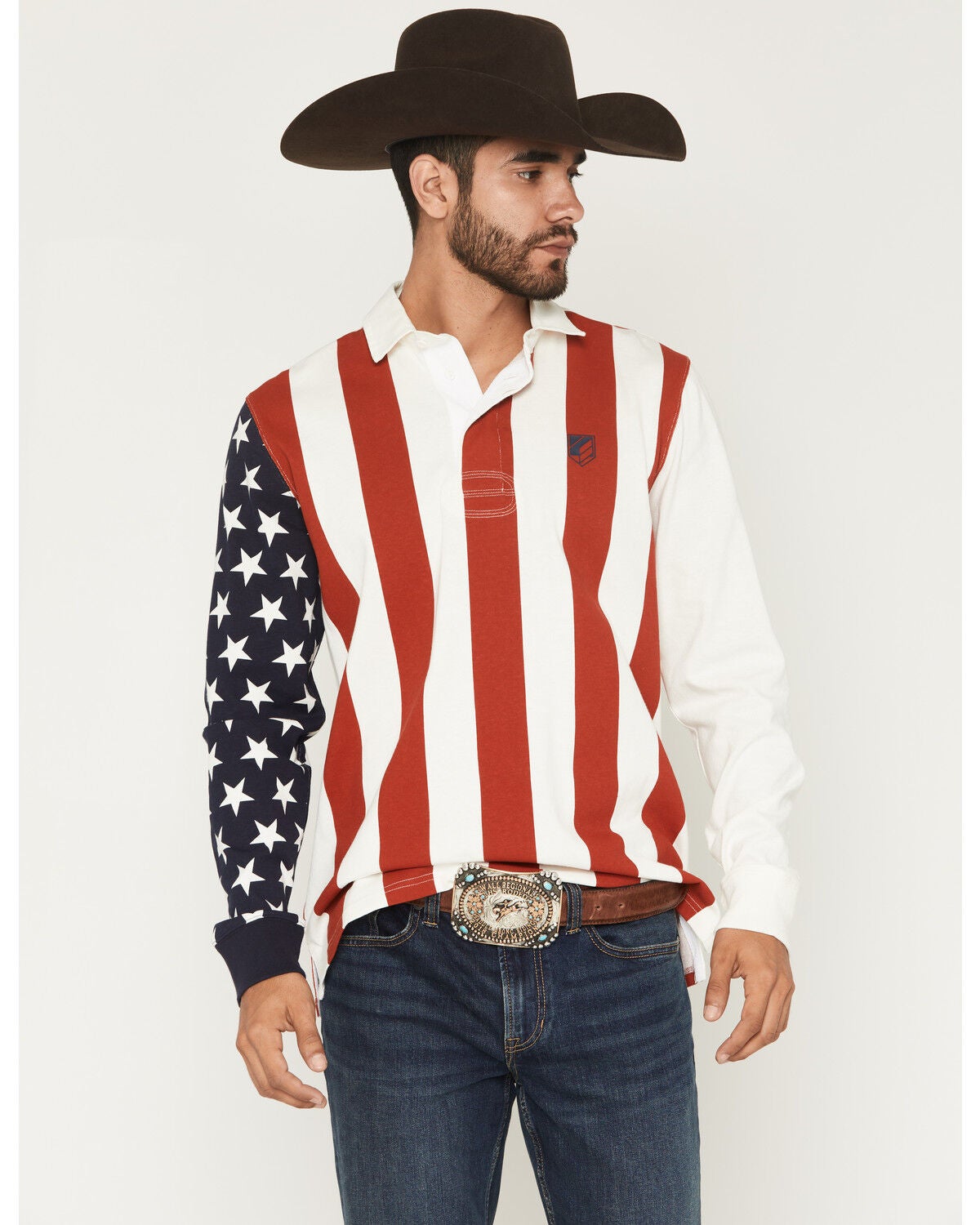 Men's RANK 45 Ranger American Flag Long Sleeve Polo