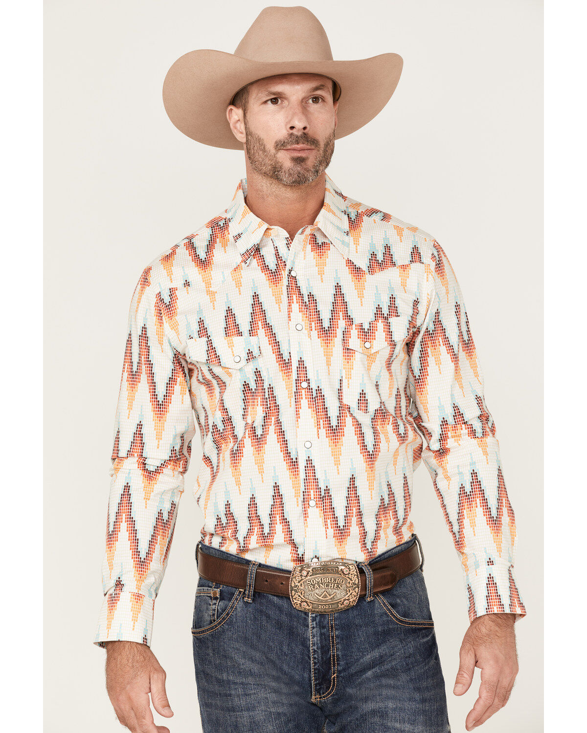 Men's Dale Brisby All-Over Digtal Print Long Sleeve Snap Western Shirt