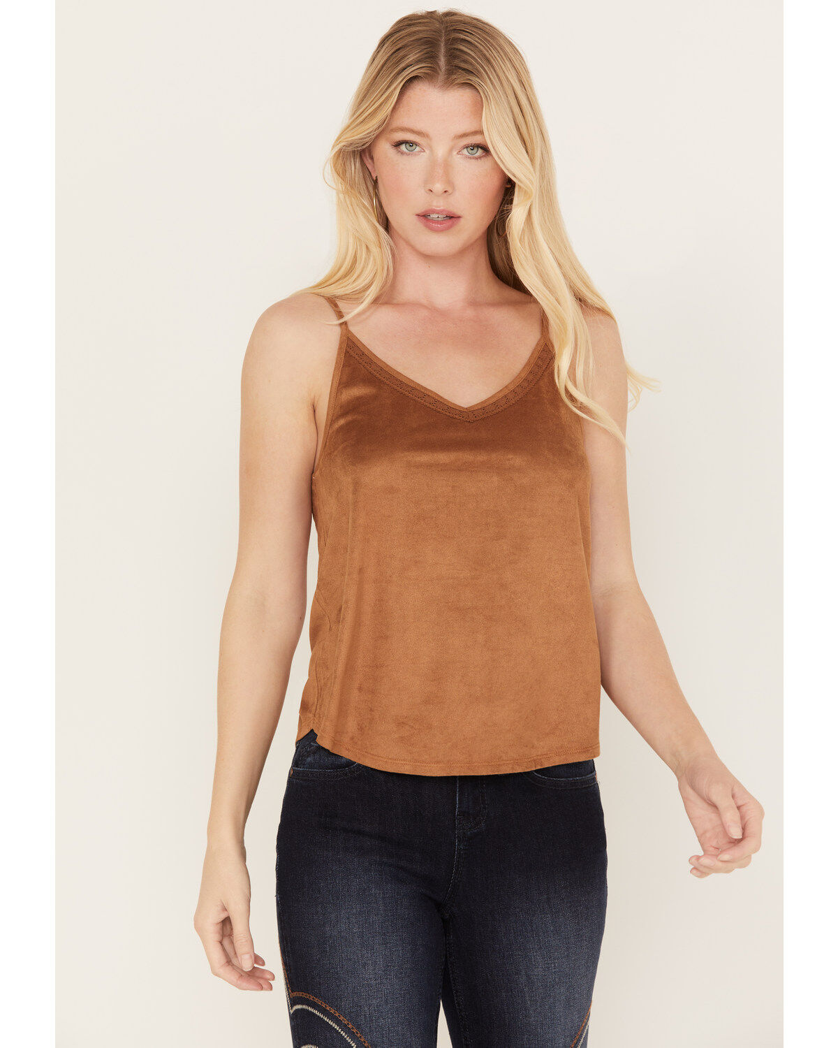 Women's Shyanne Crochet Lace Faux Suede Cami Top