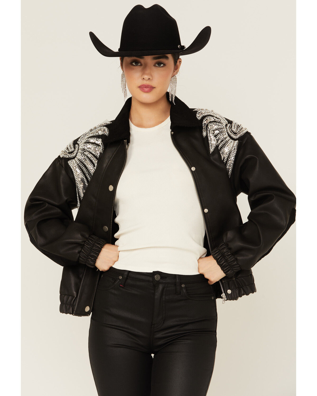 Women's Miss Me Winged Faux Leather Jacket
