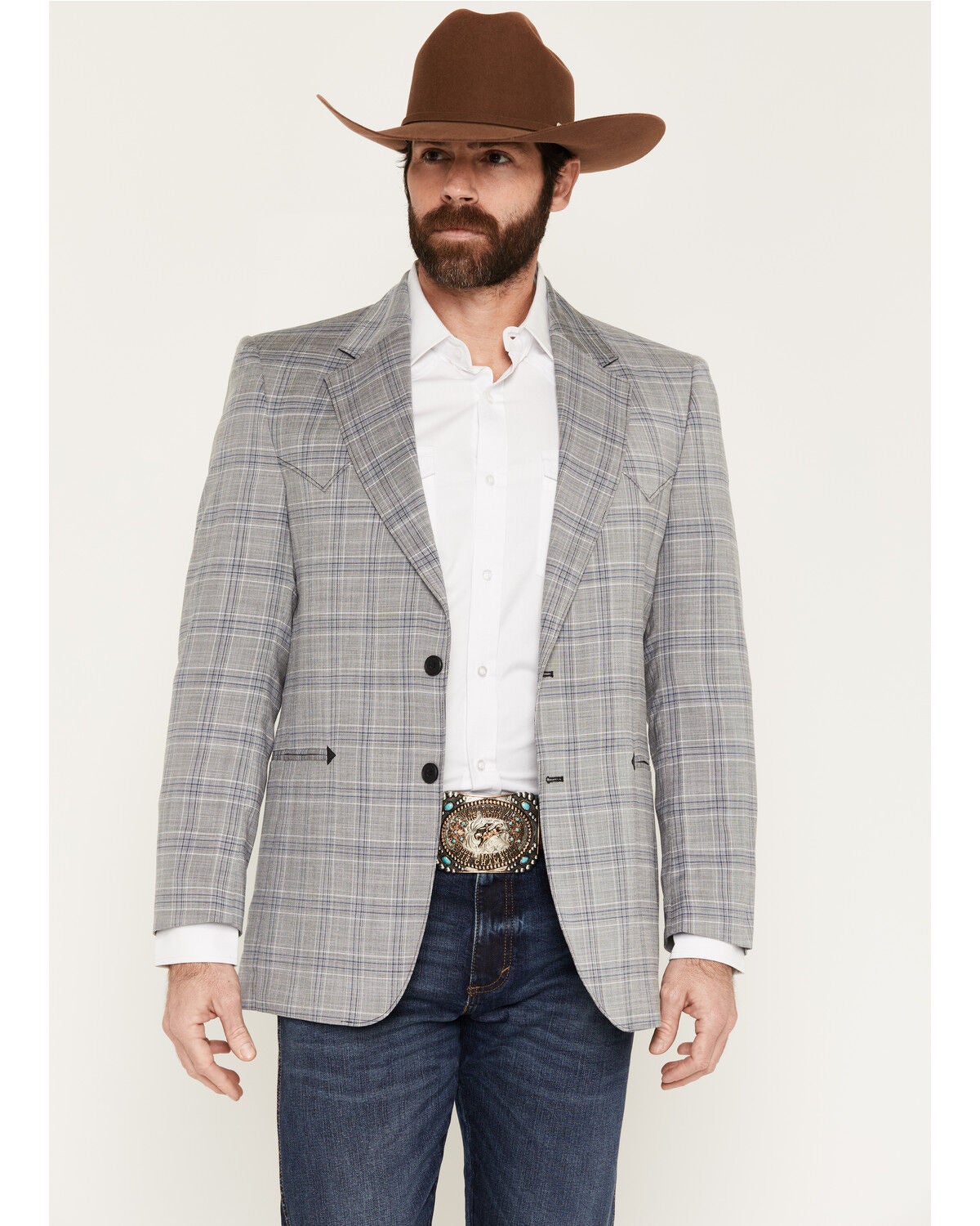 Men's Circle S Carson City Plaid Print Button-Down Sportcoat - Big