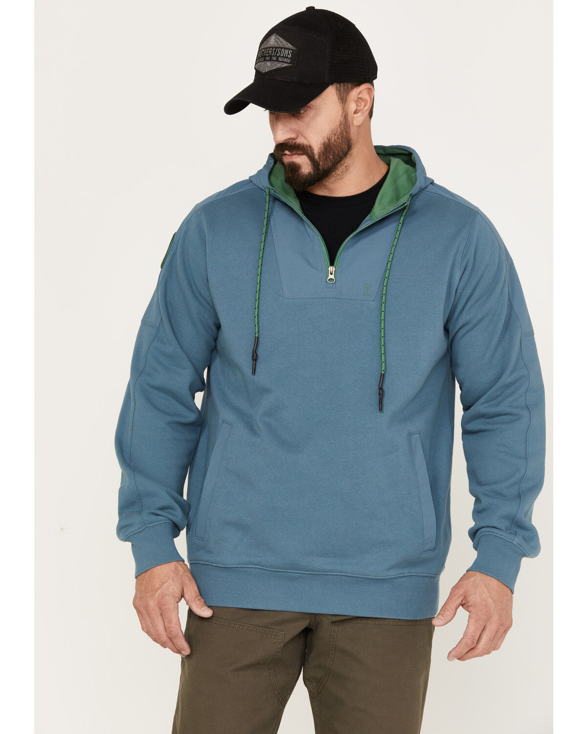 Men's Brothers and Sons French Terry Anorak 1/4 Zip Hooded Pullover