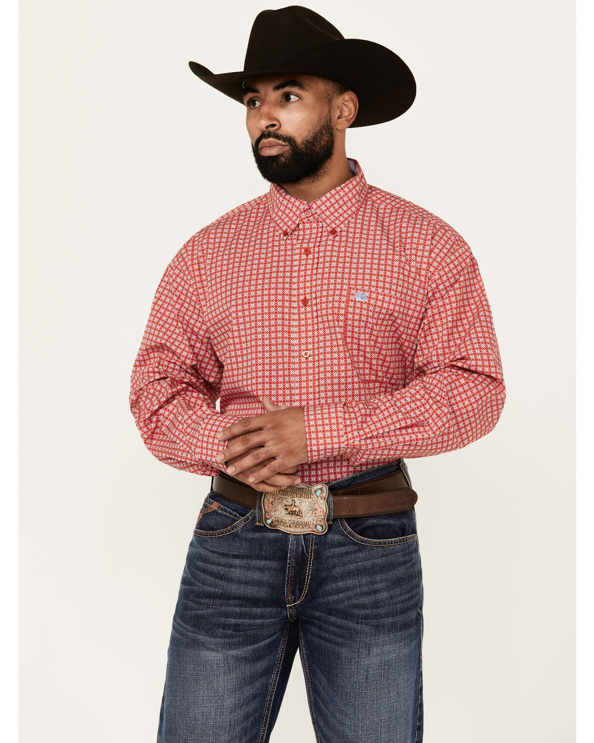 Men's Cinch Geo Print Long Sleeve Button-Down Western Shirt