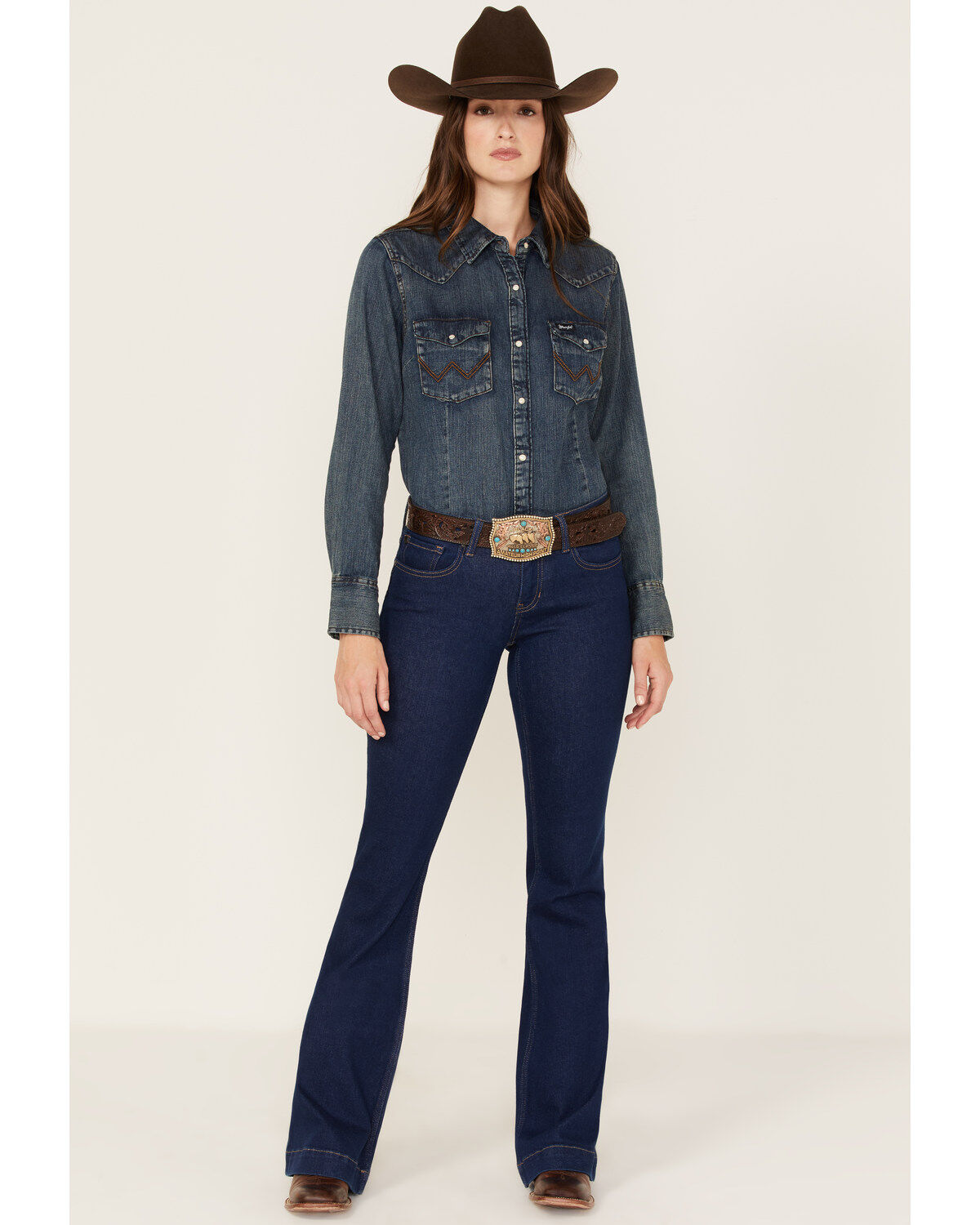 Women's RANK 45 Dark Wash Mid Rise Flare Jeans