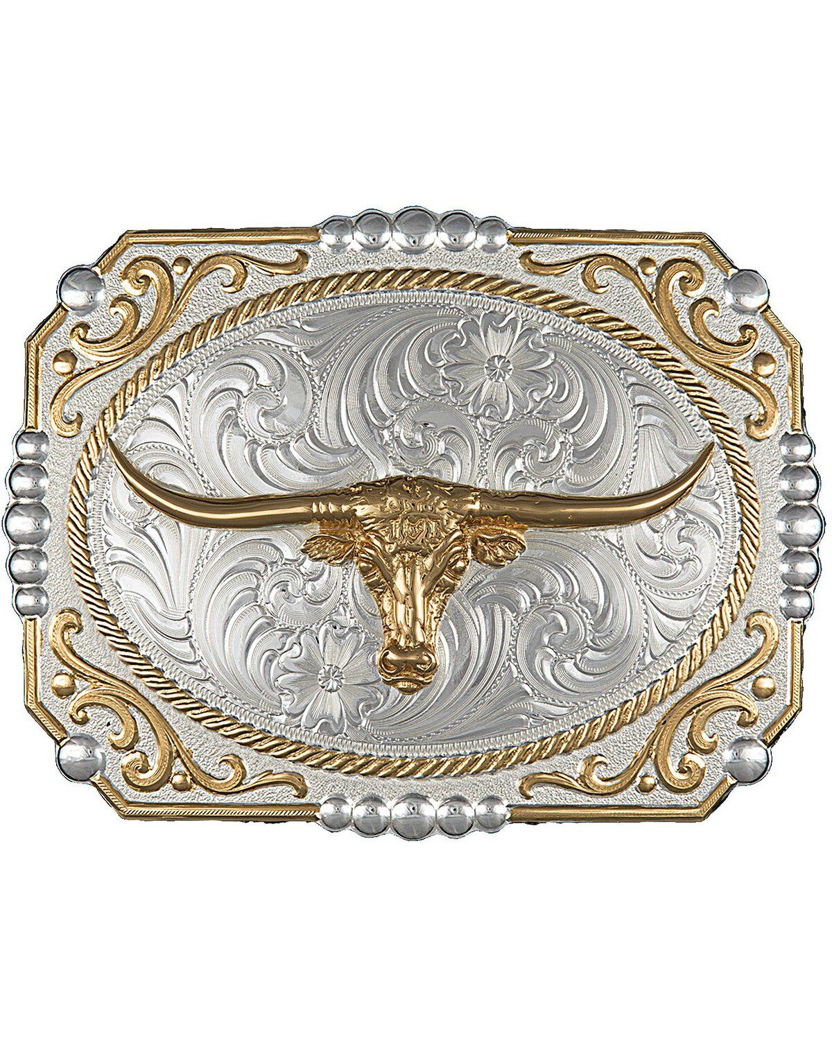 Men's Montana Silversmiths Two-Tone Cowboy Cameo with Longhorn Buckle
