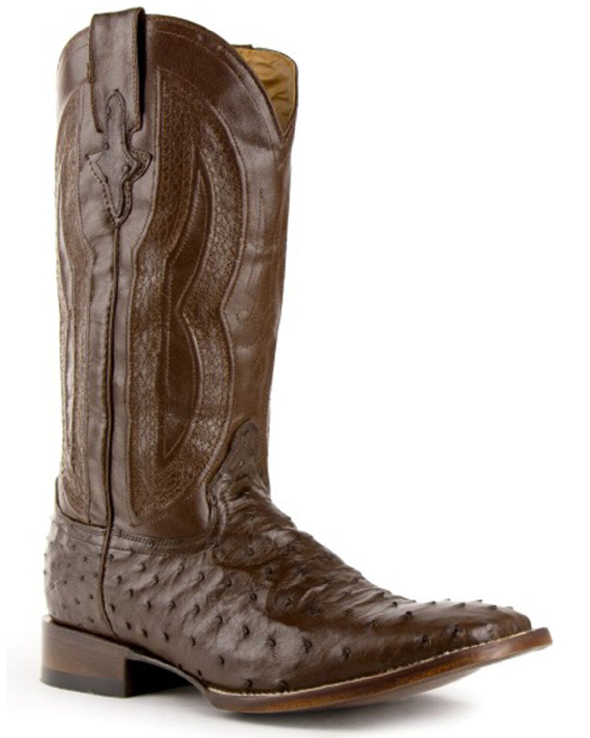 Men's Ferrini Cognac Full Quill Ostrich Western Boots - Broad Square T