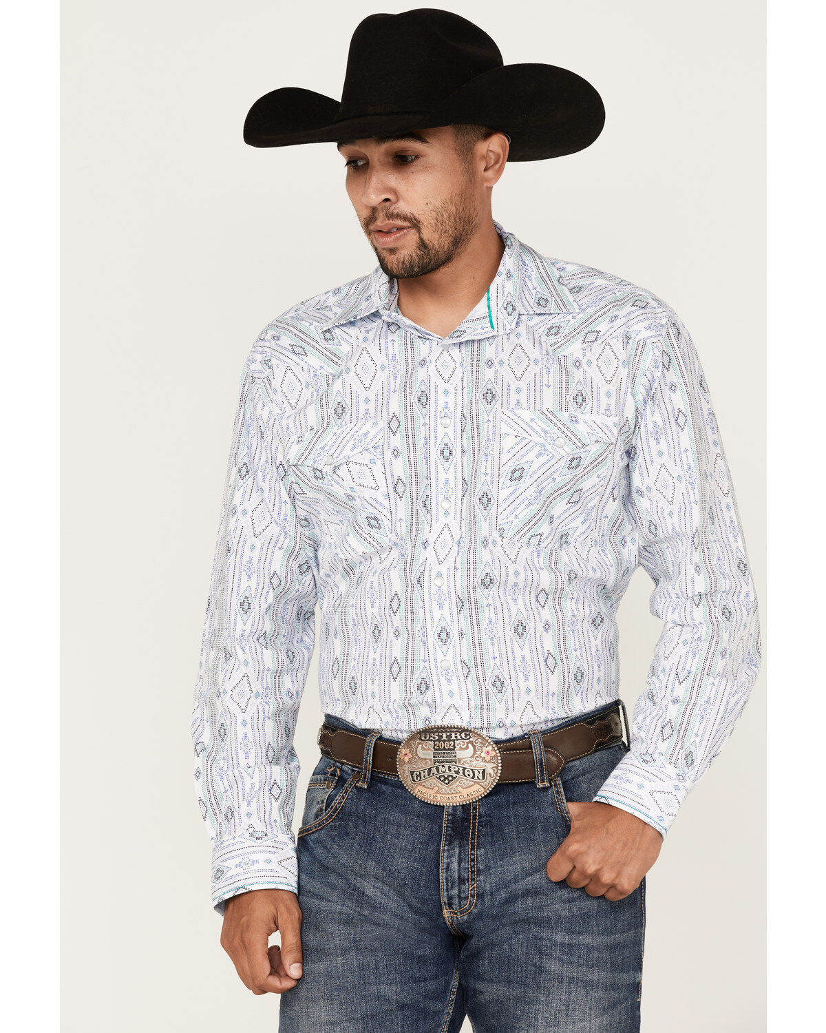 Men's Panhandle Rough Stock By Southwestern Dot Print Long Sleeve Pear