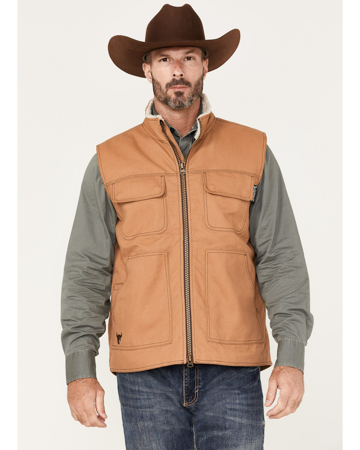 Men's Cowboy Hardware Ranch Canvas Berber Sherpa-Lined Vest