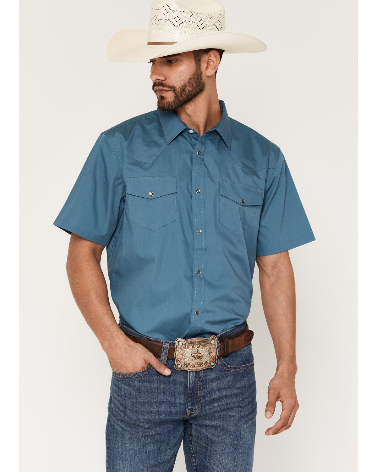 Men's Gibson Trading Co Basic Solid Short Sleeve Snap Western Shirt