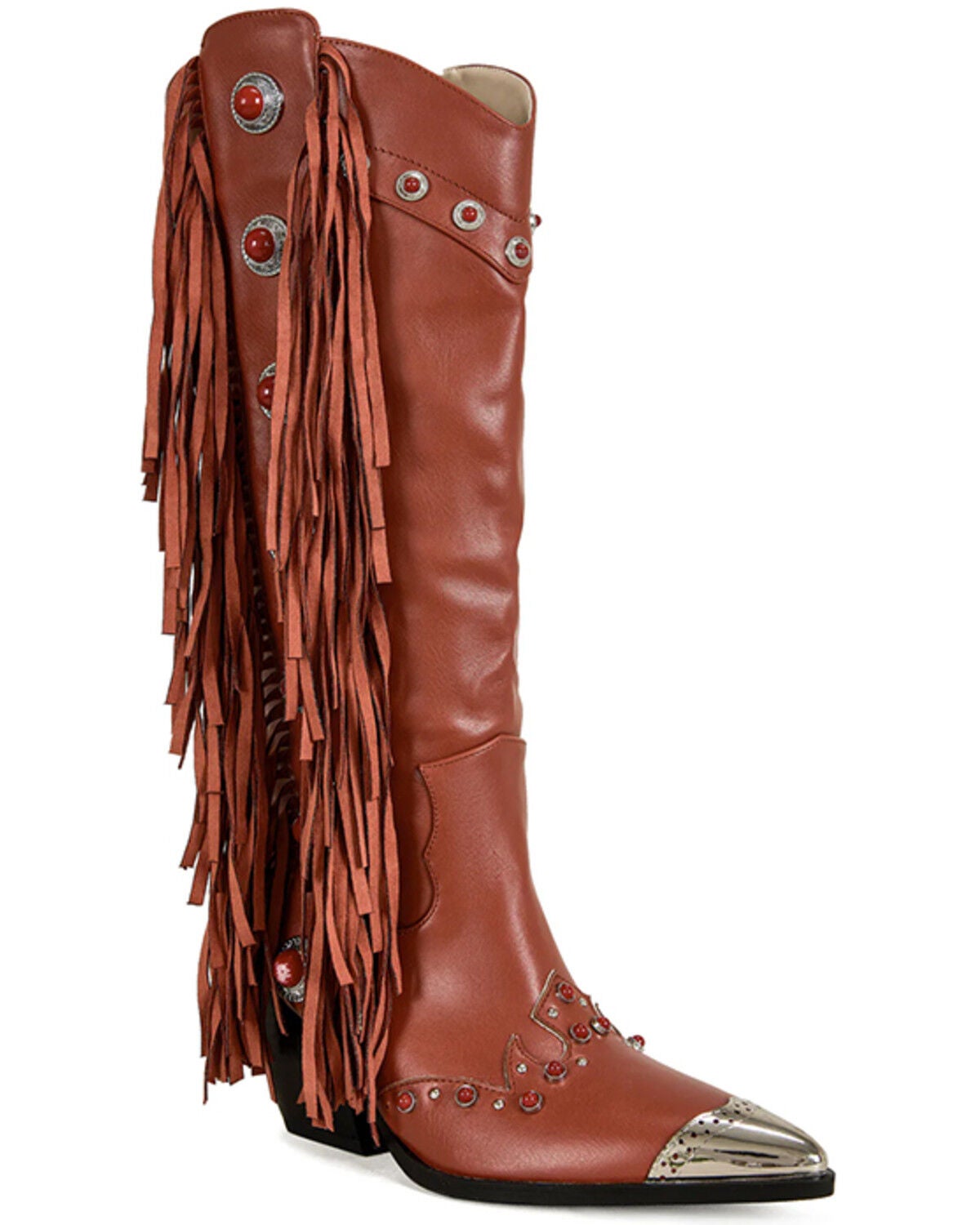 Women's Azalea Wang Pelagius Tall Fringe Western Boots - Round Toe