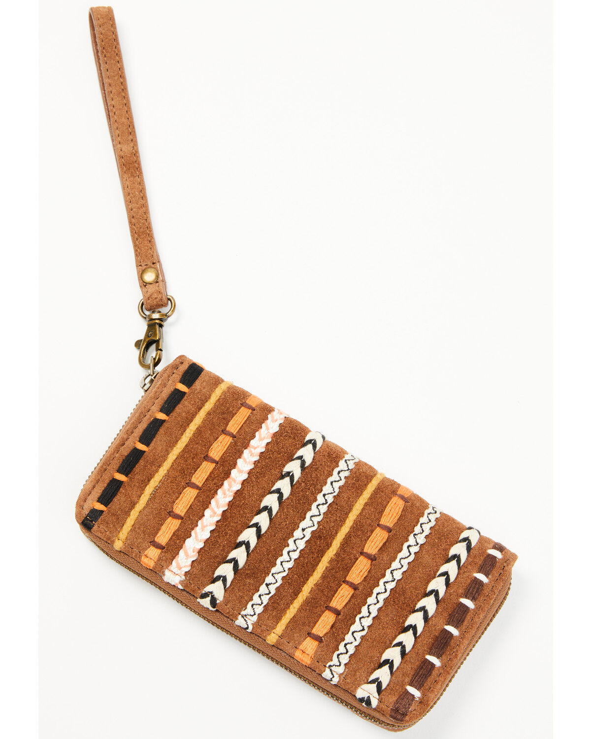 Women's Shyanne Wysteria Suede Woven Striped Wristlet Wallet