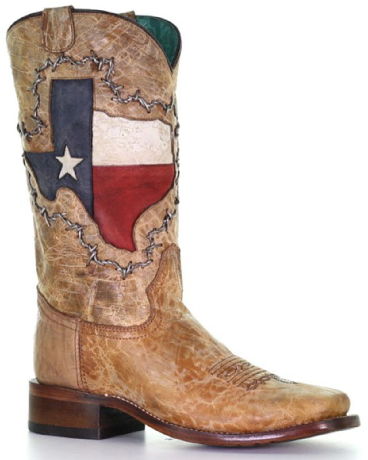 Women's Corral Texas Flag Shaft Western Boots - Broad Square Toe