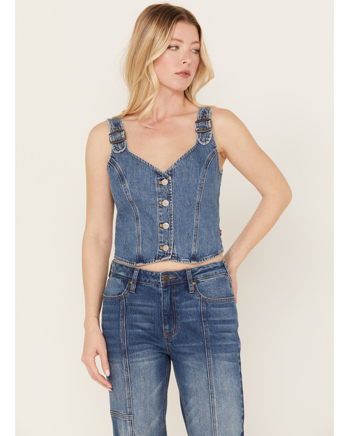 Women's Levi's Dark Wash Charlie Denim Crop Top