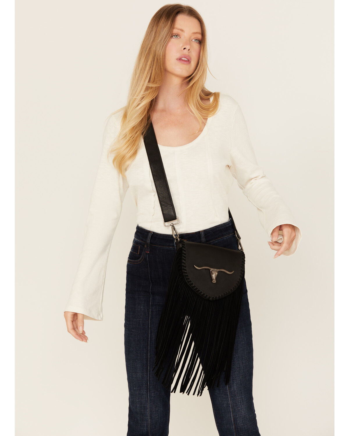Women's Idyllwind Esperanza Longhorn Leather Fringe Crossbody Bag