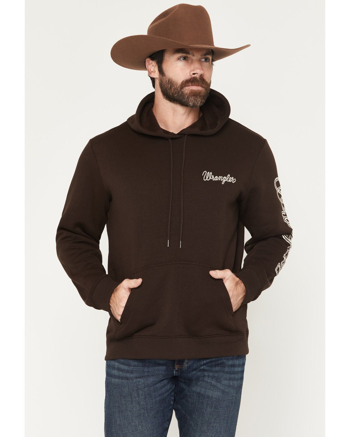 Men's Wrangler Rope Sleeve Logo Hooded Sweatshirt