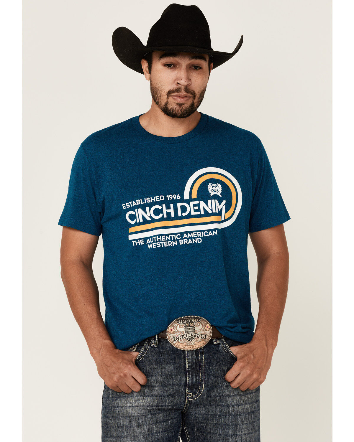 Men's Cinch Heather Teal The Brand Logo Graphic Short Sleeve T-Shirt