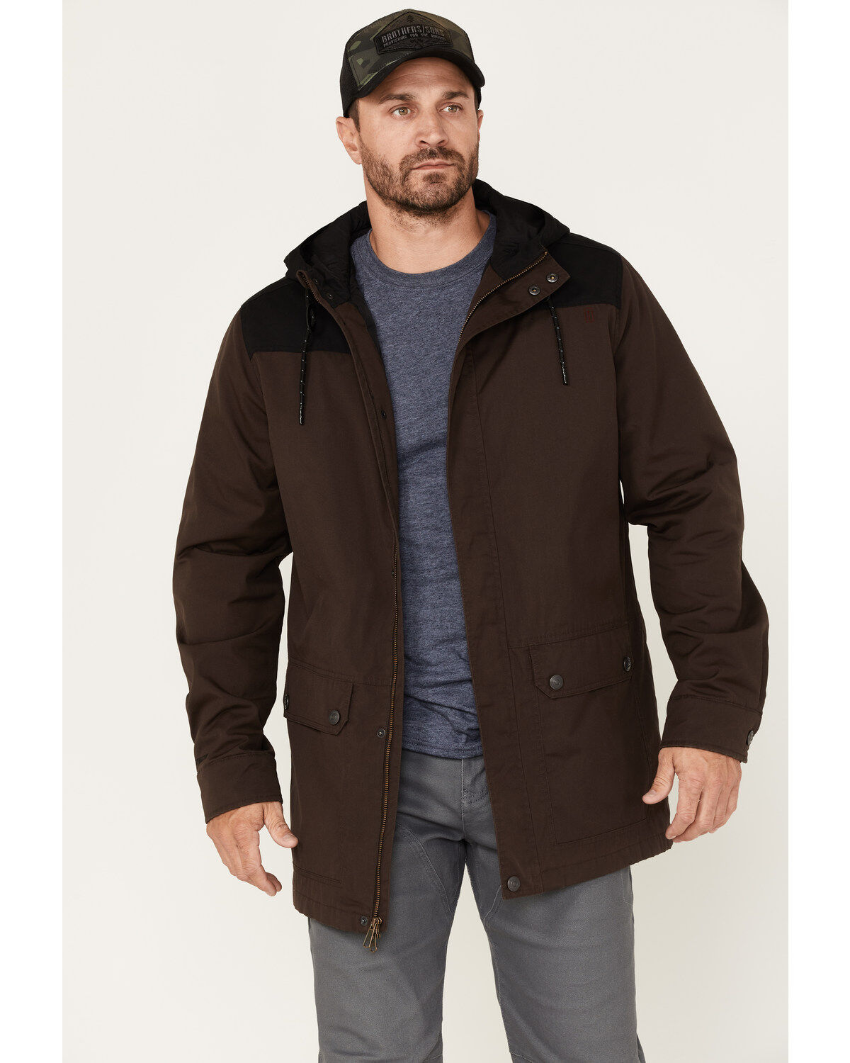 Men's Brothers and Sons Waxed Canvas Cruiser Hooded Jacket