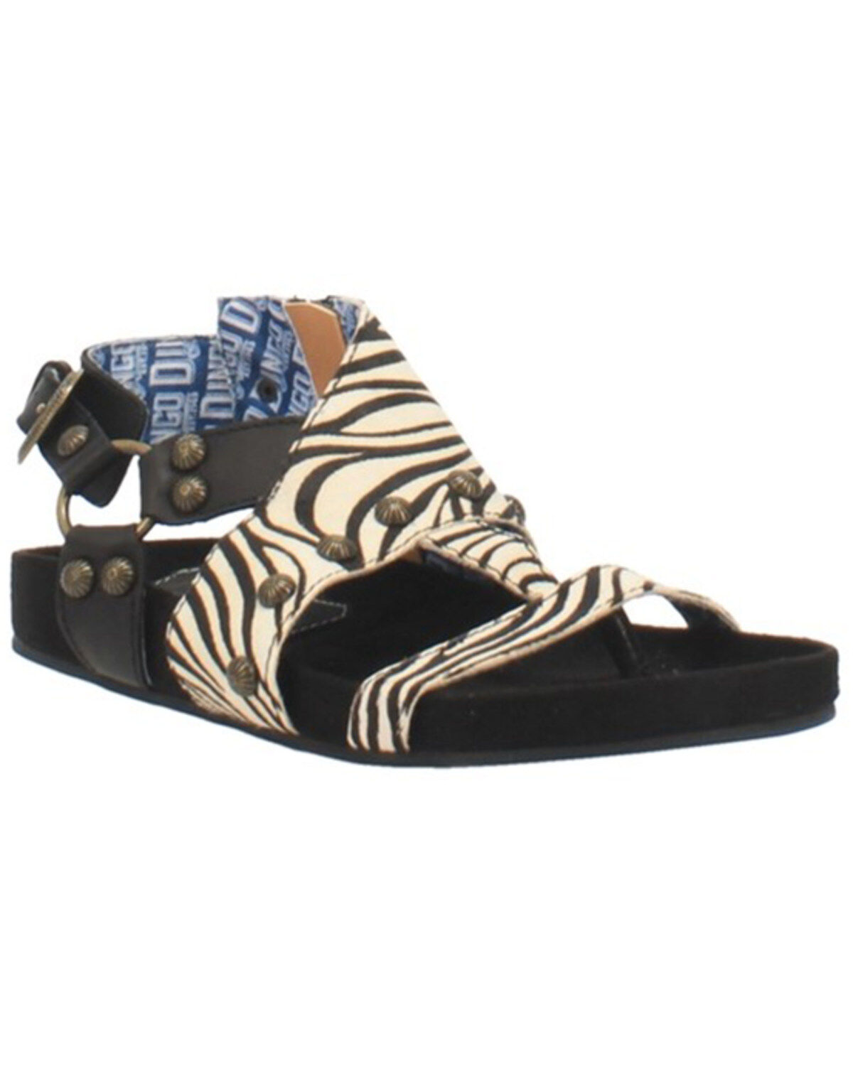 Women's Dingo Sage Brush Zebra Print Calf Hair Sandal
