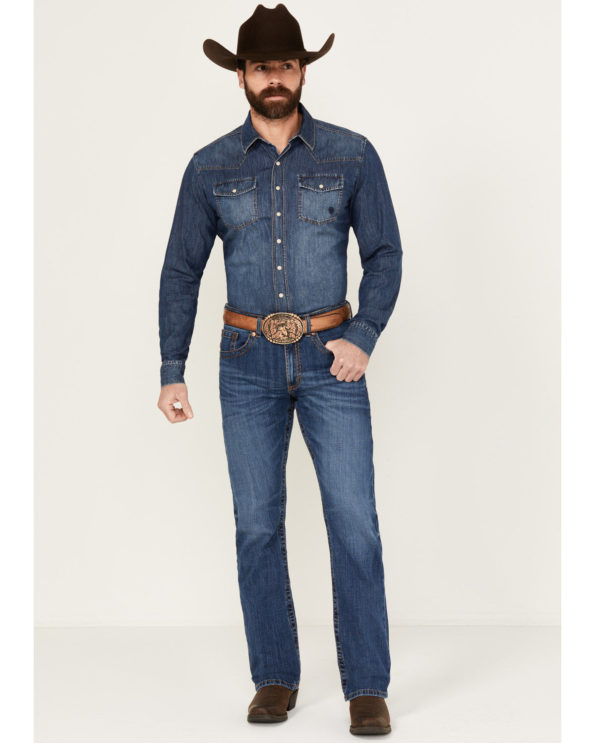 Men's Wrangler Rock 47 by Breaunvieh Light Wash Slim Bootcut Stretch D