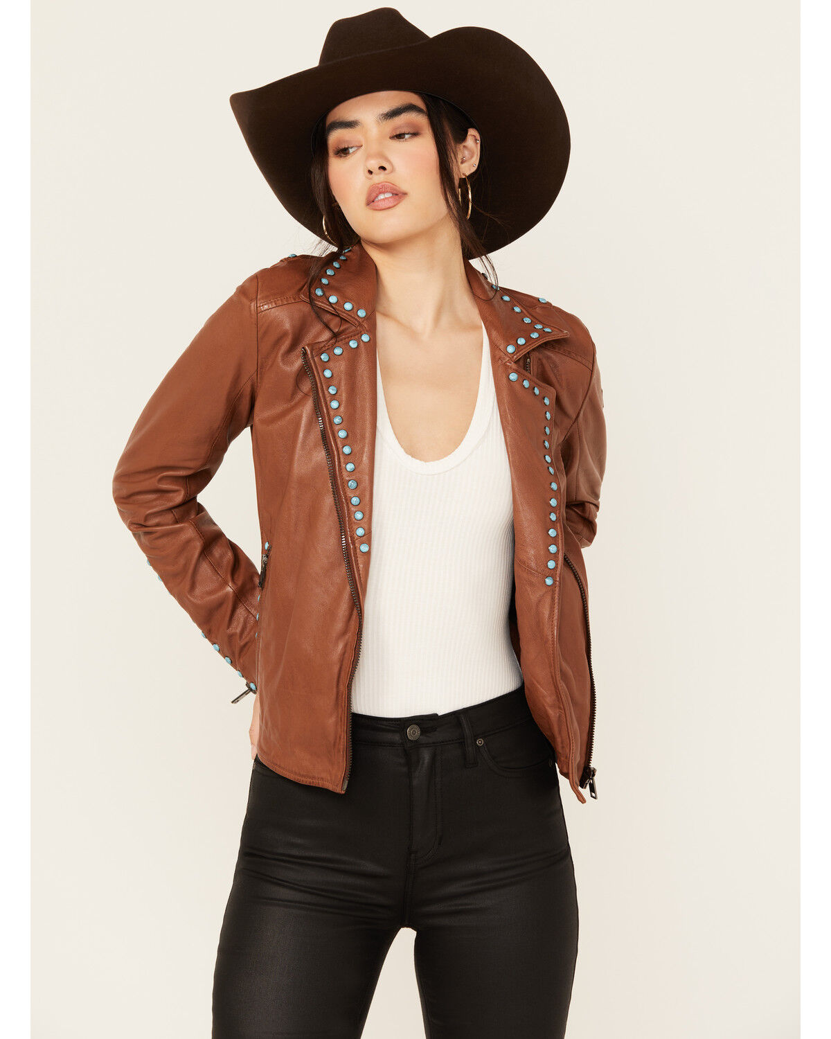 Women's Maurtius Leather Boot Barn Exclusive Studded Leather Jacket