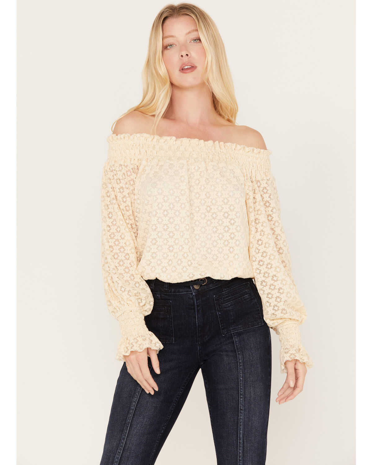 Women's Wild Moss Off The Shoulder Lace Top