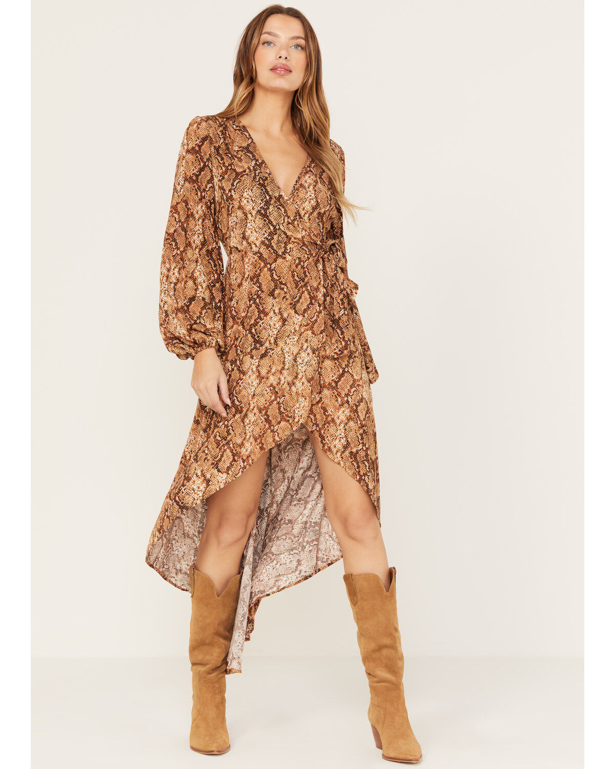 Women's Shyanne Snake Print Ruffle High-Low Dress