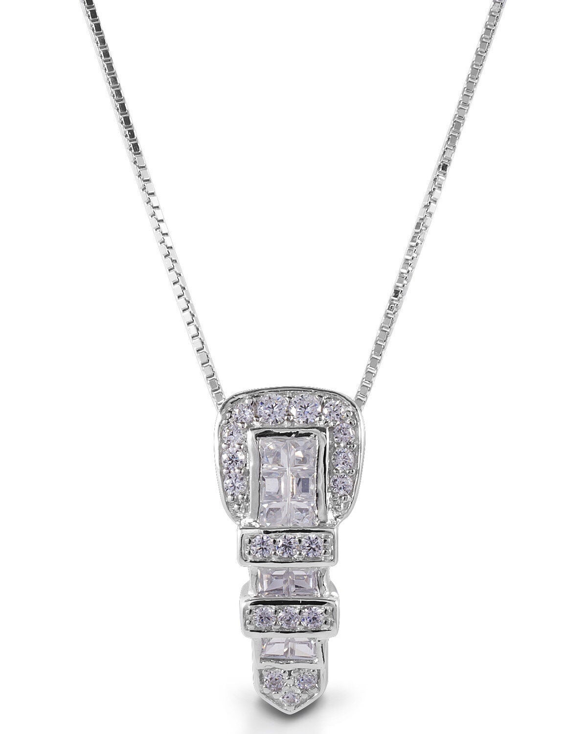 Women's Kelly Herd Clear Ranger Style Buckle Pendant Necklace