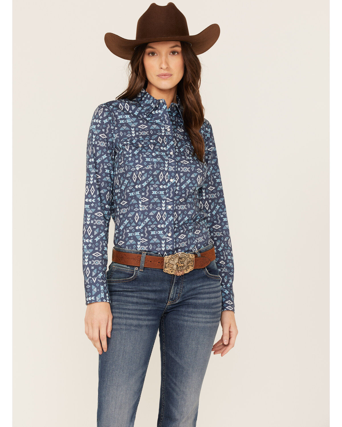 Women's Roper Southwestern Print Western Pearl Snap Shirt
