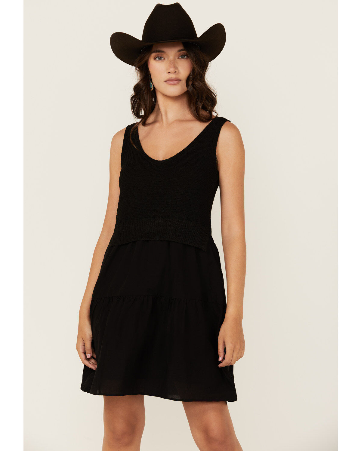 Women's Revel Knit Bodice Tiered Short Mini Dress