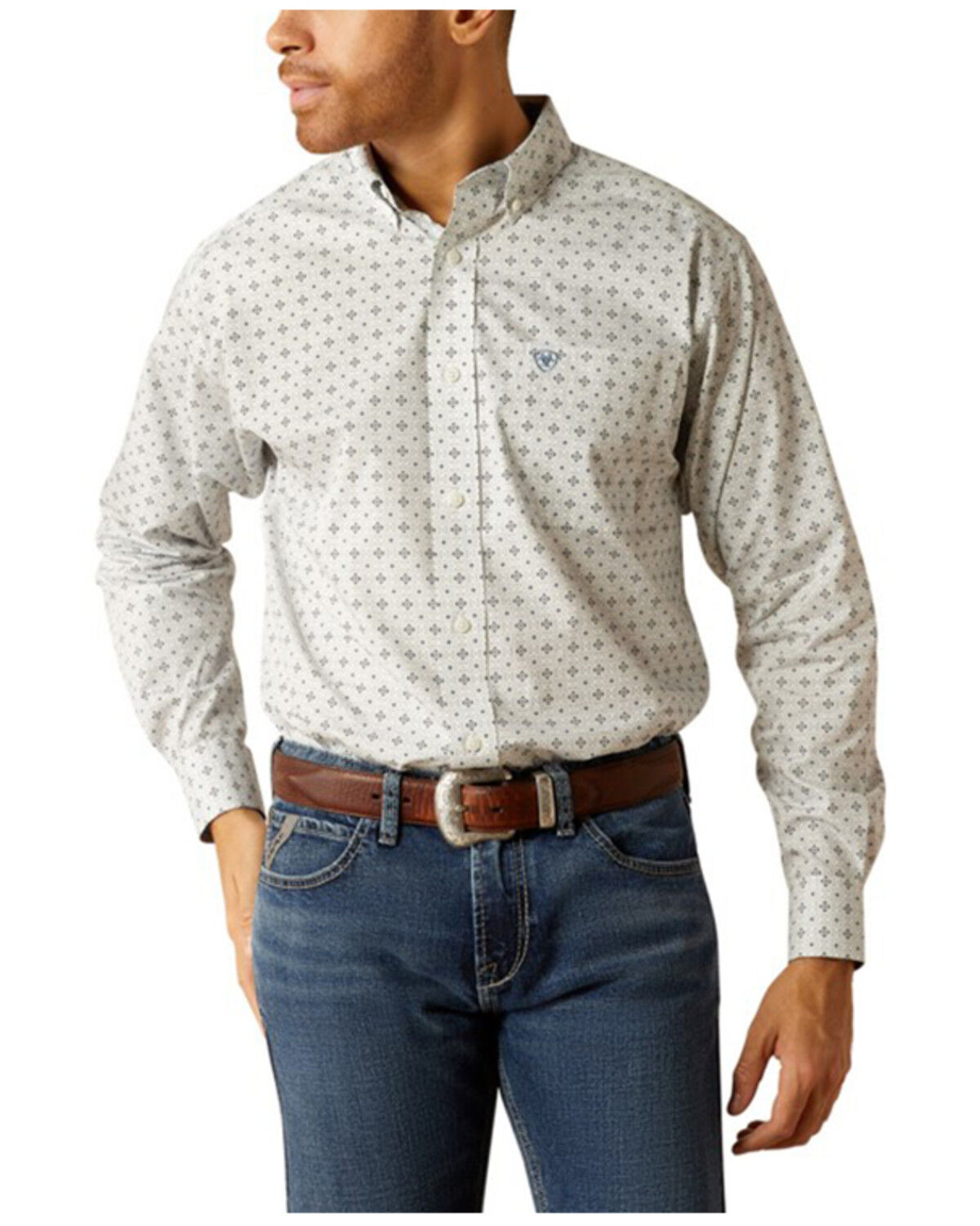 Men's Ariat Wrinkle Free Lucas Medallion Print Long Sleeve Button-Down
