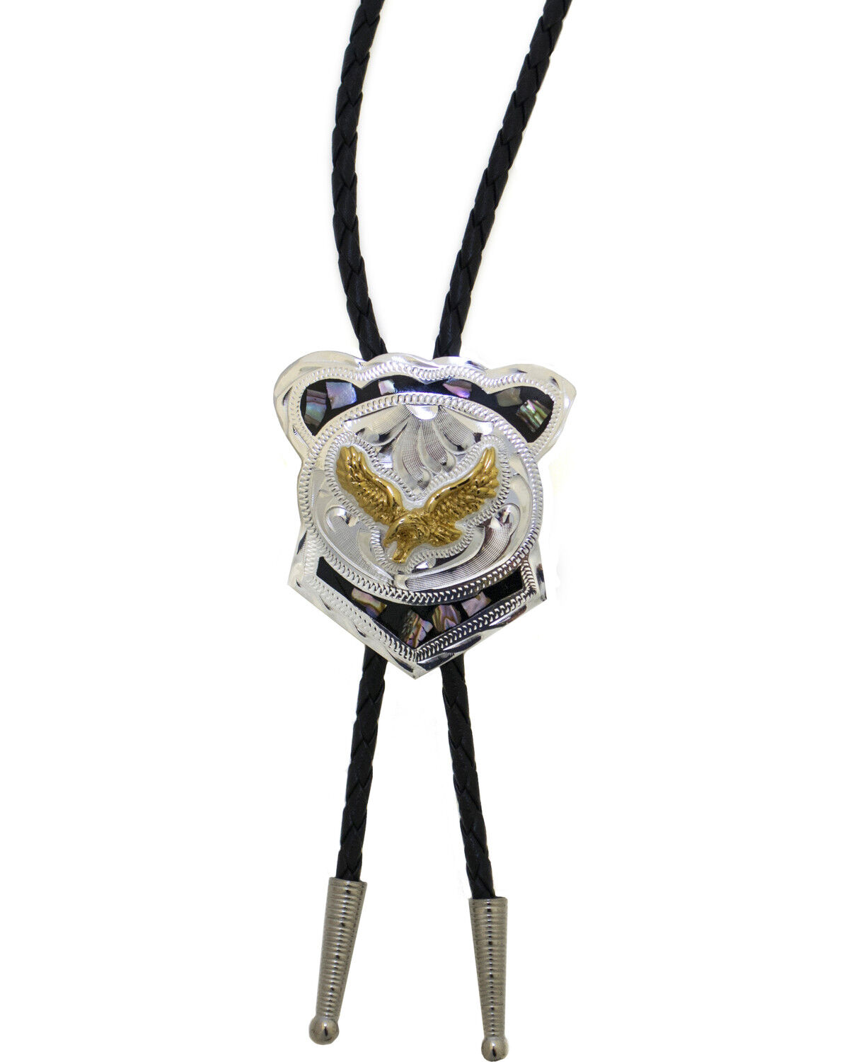 Men's Silver Western Express German Abalone Eagle Bolo Tie