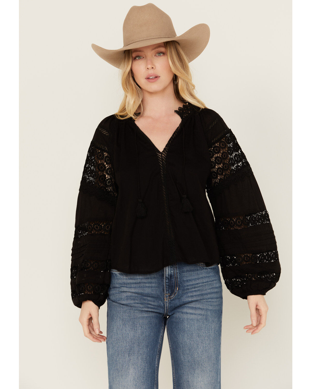 Women's Revel Long Sleeve Crochet Trim Top
