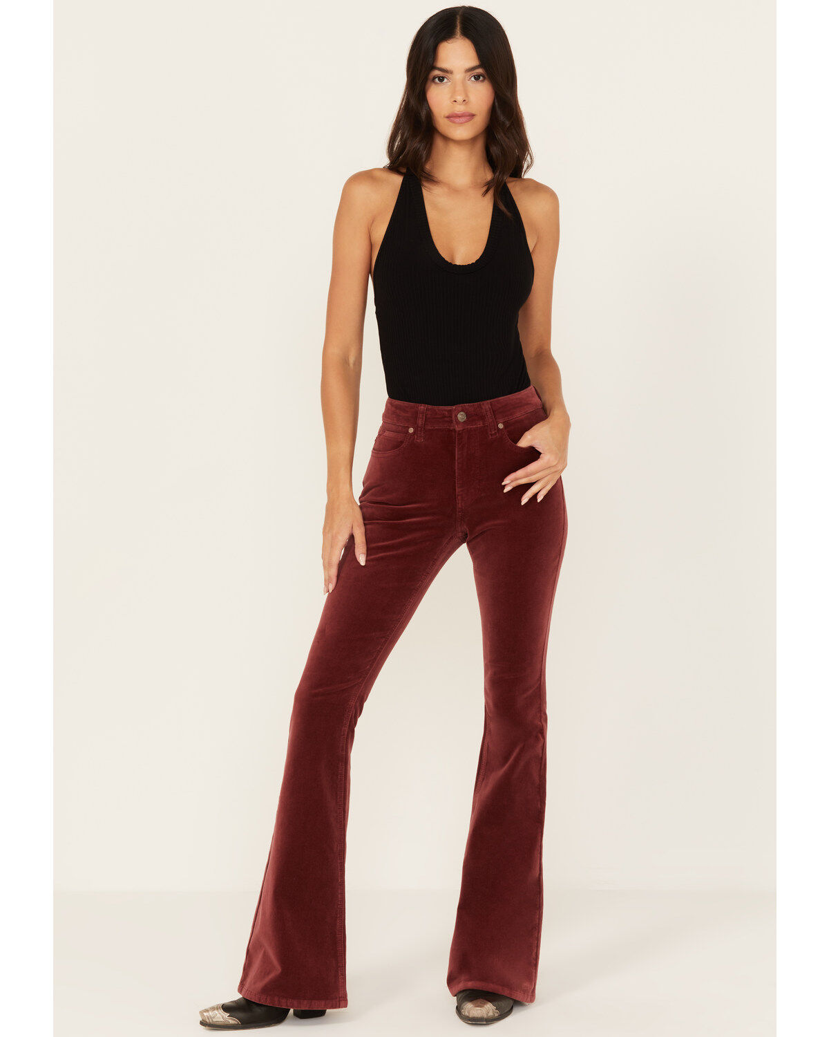 Women's Shyanne Syrah High Rise Velveteen Stretch Flare Jeans