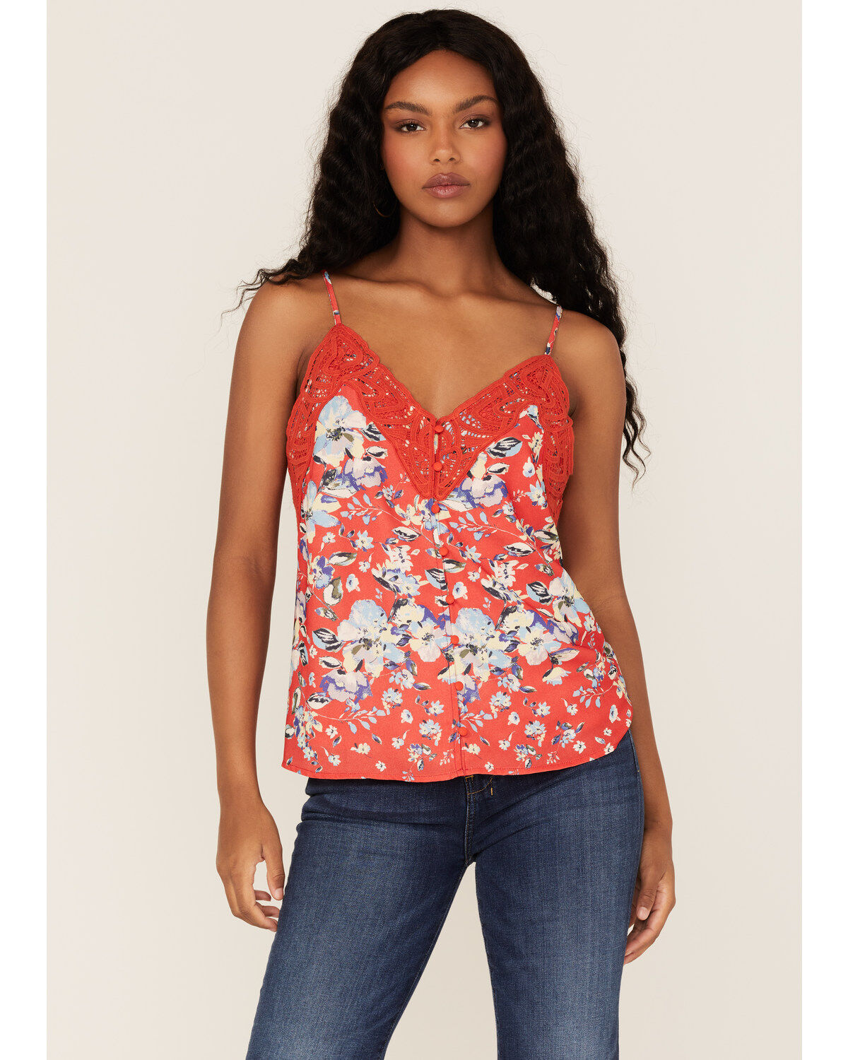 Women's Miss Me Floral Lace Cami
