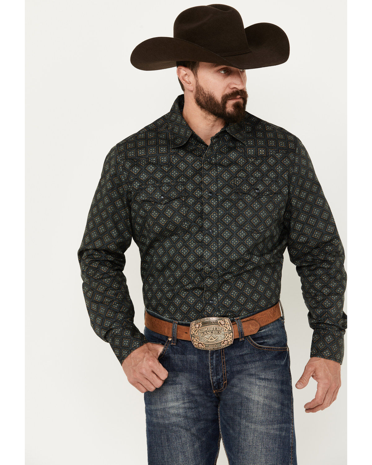 Men's Wrangler Retro Premium Medallion Print Long Sleeve Snap Western