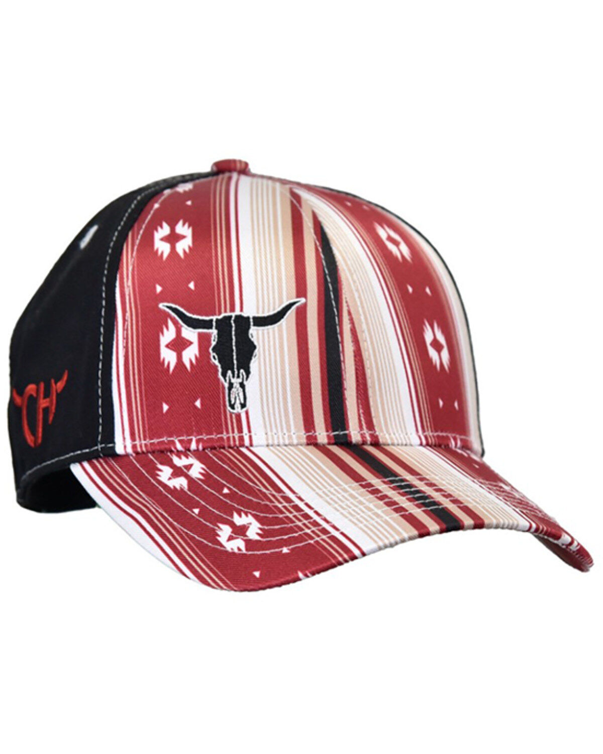 Women's Cowgirl Hardware Southwestern Striped Skull Ball Cap