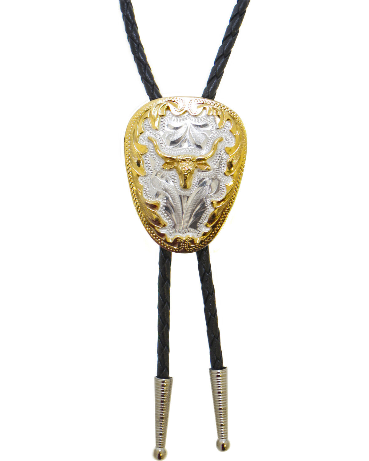 Men's Silver Western Express German Longhorn Bolo Tie