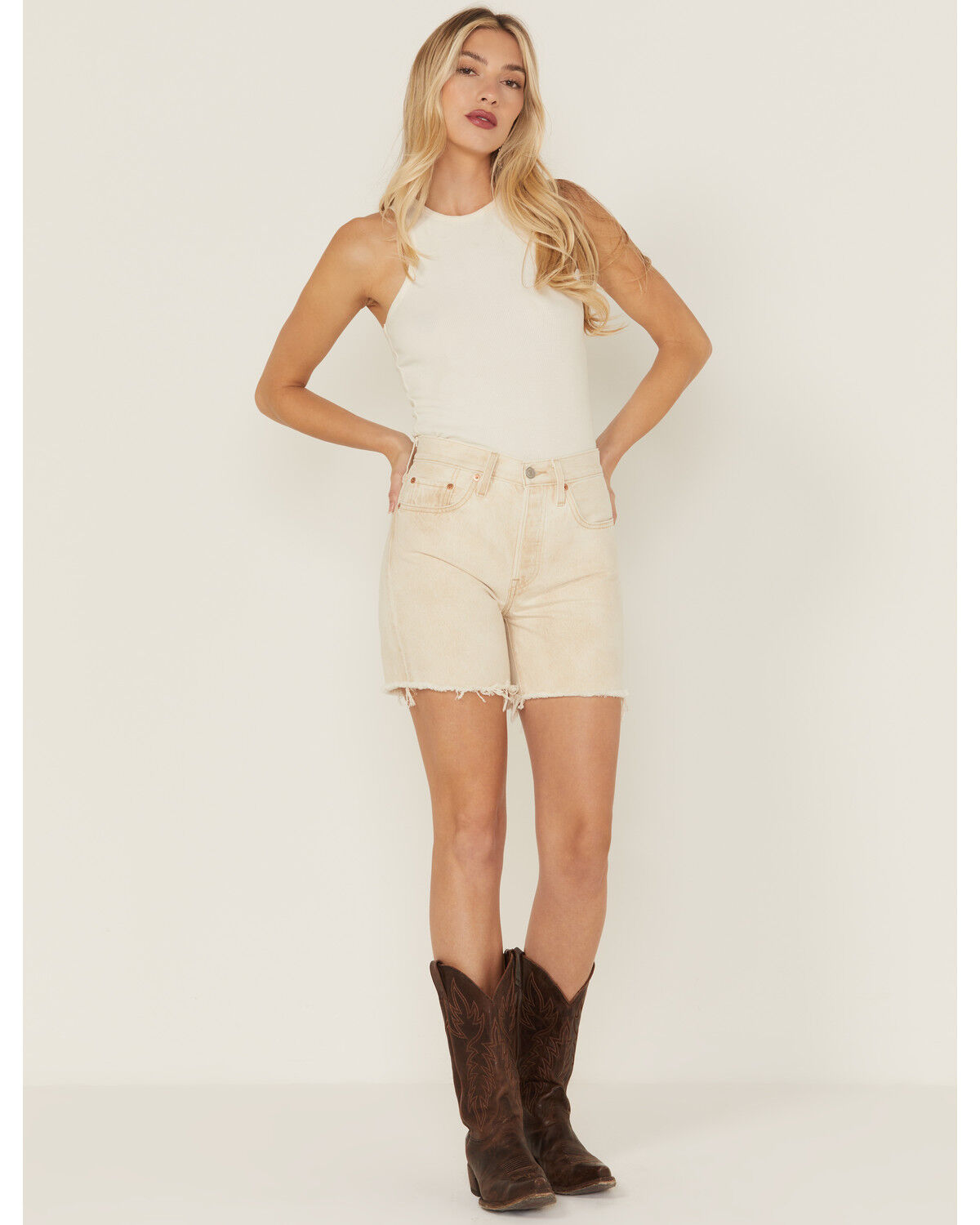 Women's Levi's 501 High Rise Mid Thigh Stretch Denim Shorts