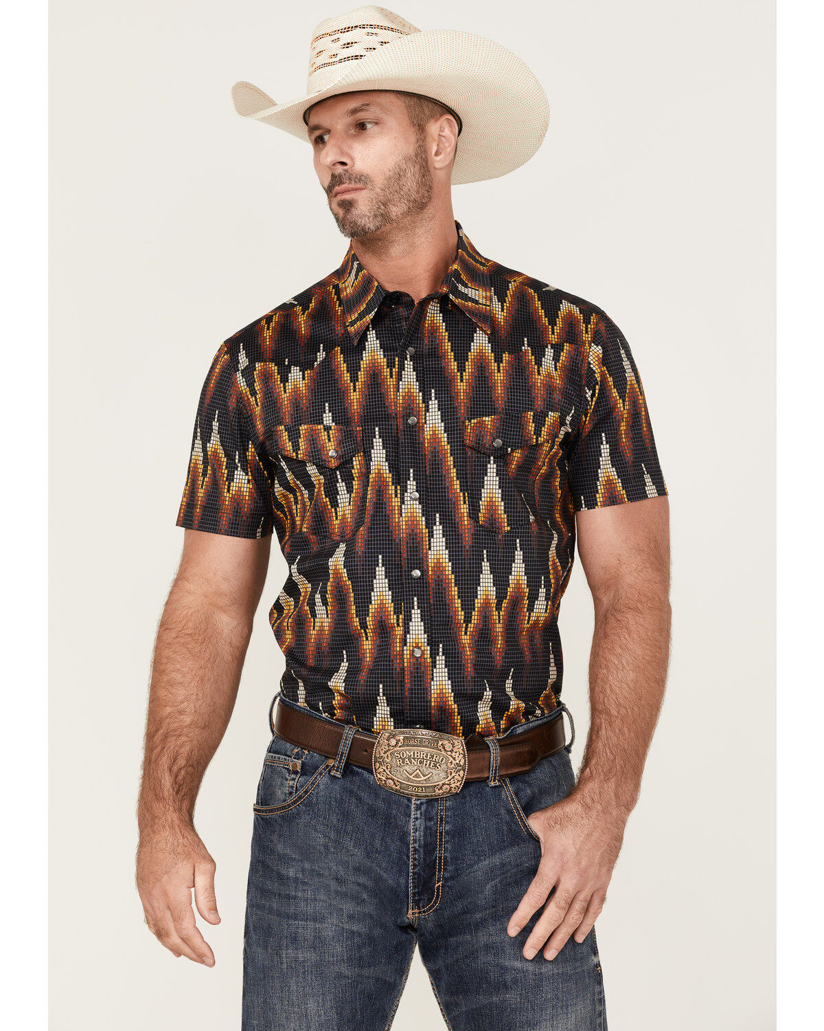 Men's Dale Brisby Digital Print Short Sleeve Snap Western Shirt