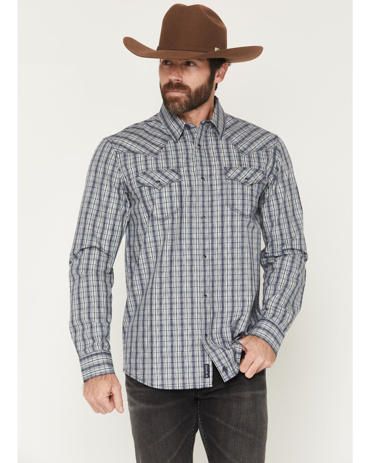 Men's Moonshine Spirit Pay Day Plaid Print Long Sleeve Snap Western S
